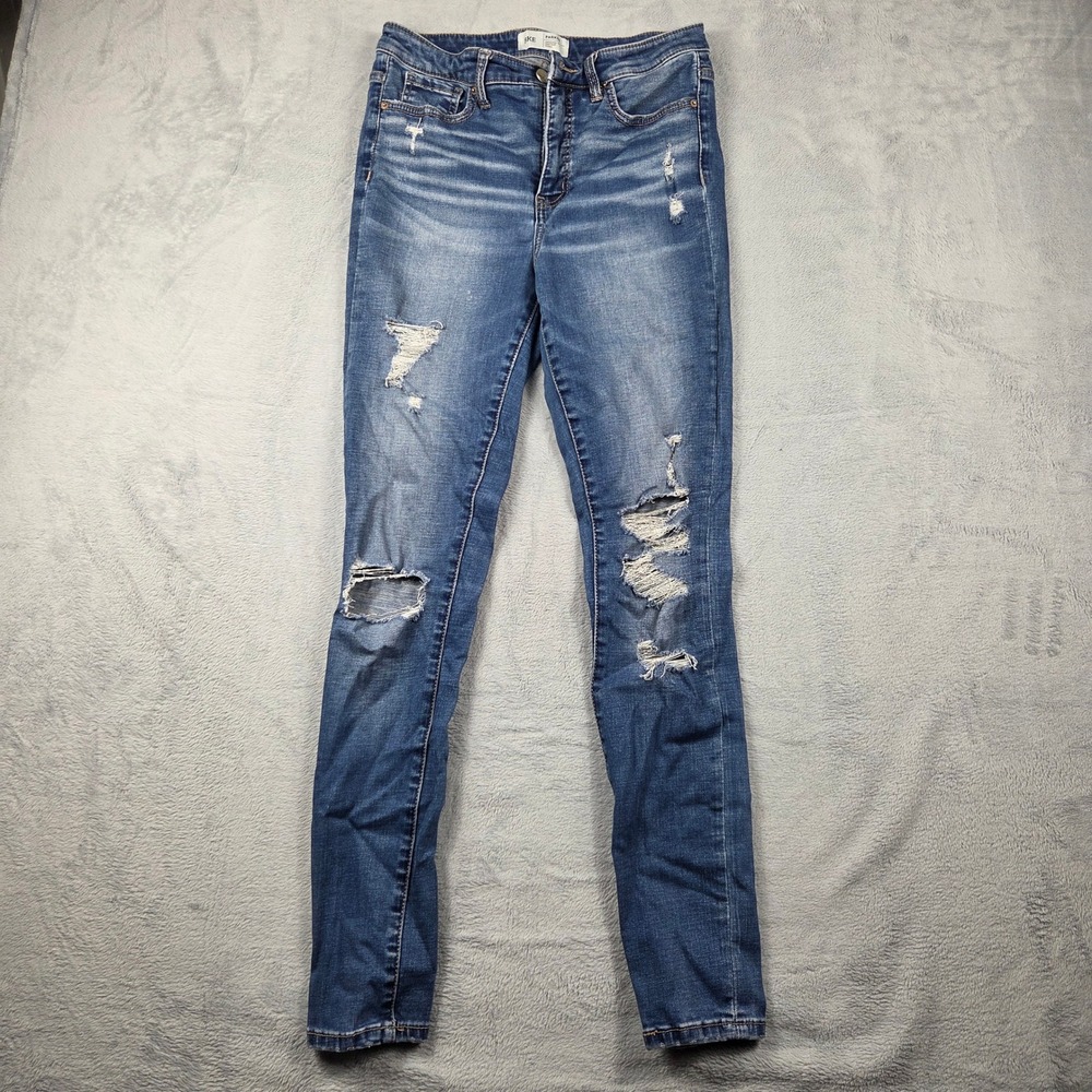 BKE Parker Skinny Jeans Womens 27 Blue Excellent Distressed High Rise